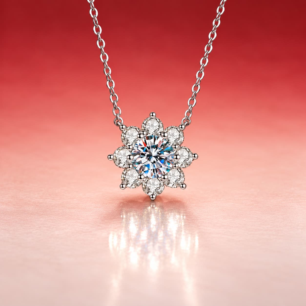 Luna Series · Snowflake Cluster Necklace — Sterling Silver — image 1