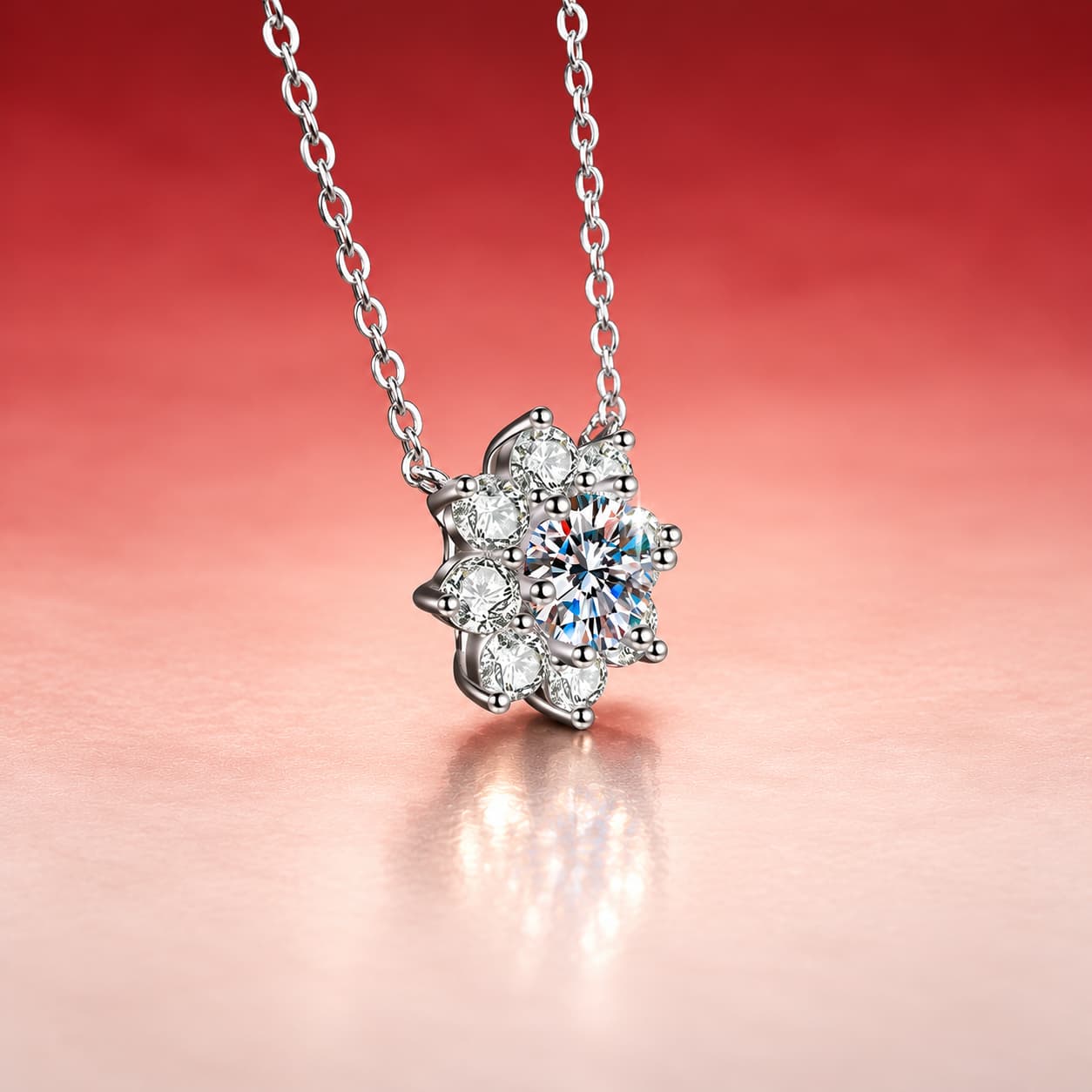 Luna Series · Snowflake Cluster Necklace — Sterling Silver — image 3
