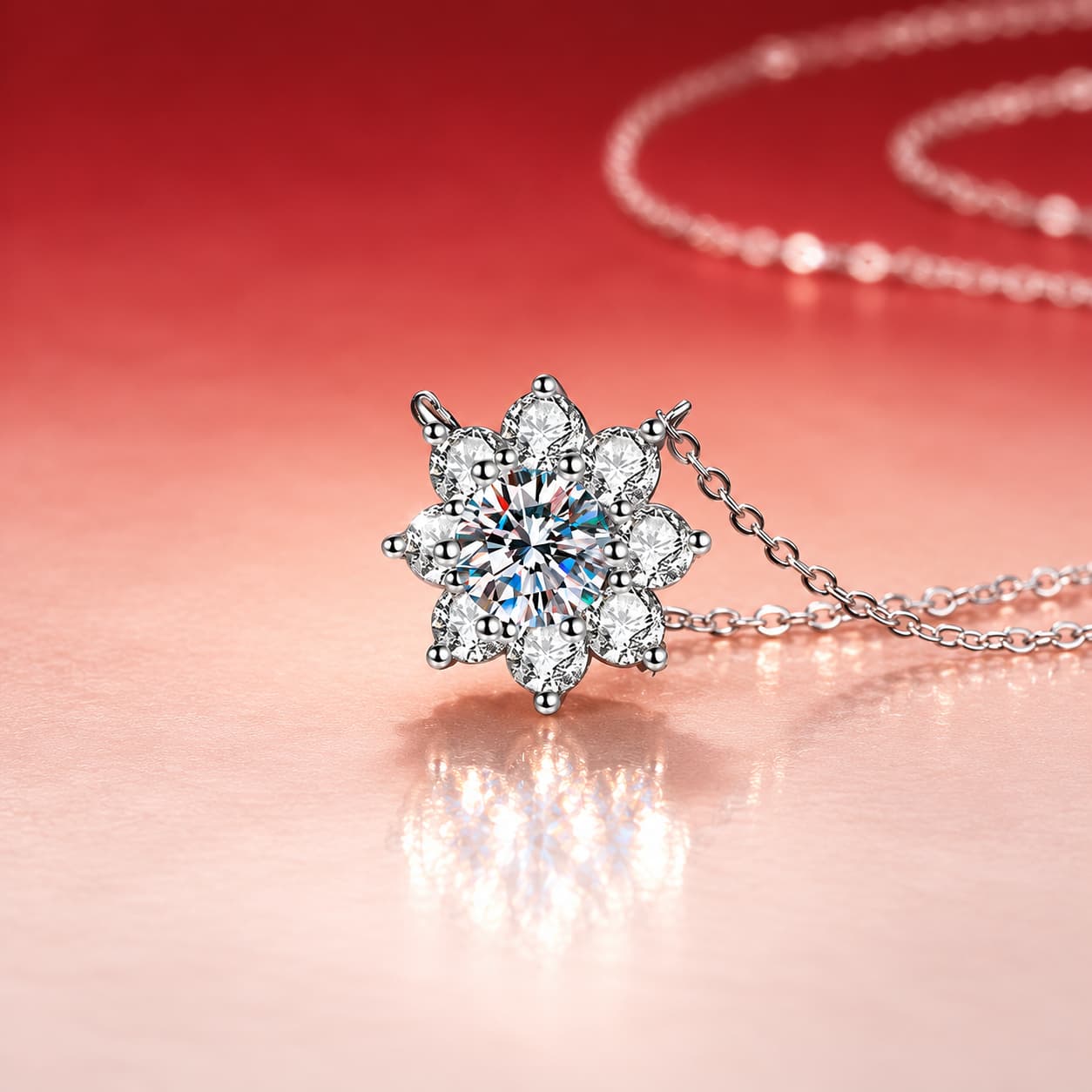 Luna Series · Snowflake Cluster Necklace — Sterling Silver — image 4