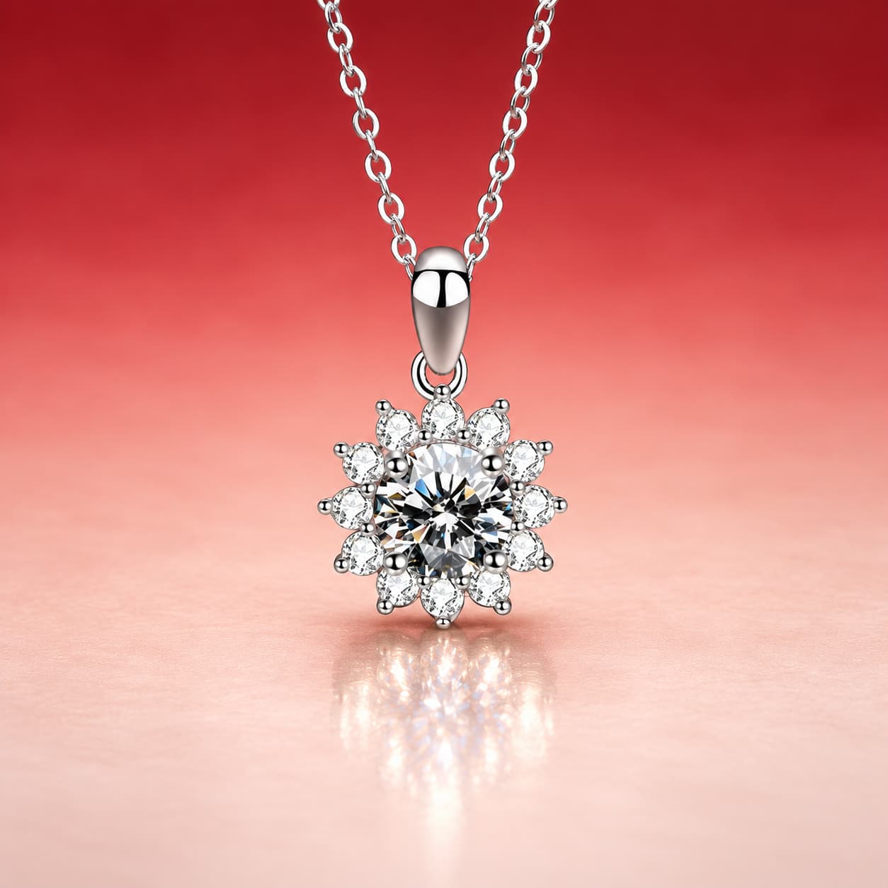 Luna Series · Floral Cluster Pendant Necklace — Sterling Silver — image 1