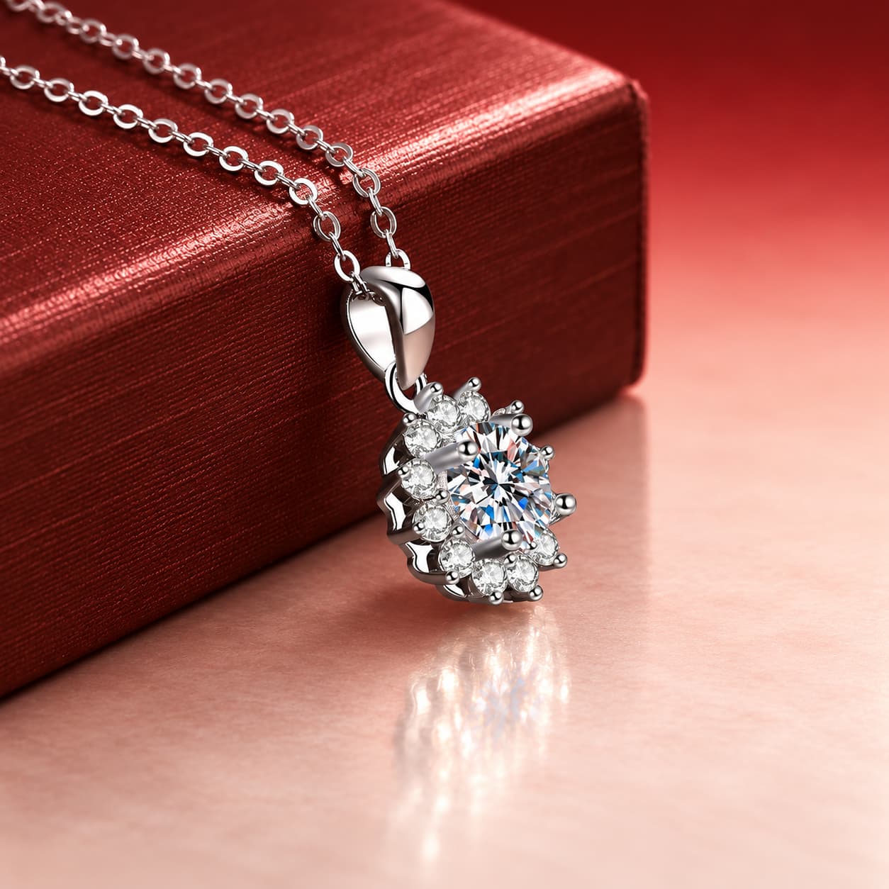 Luna Series · Floral Cluster Pendant Necklace — Sterling Silver — image 3