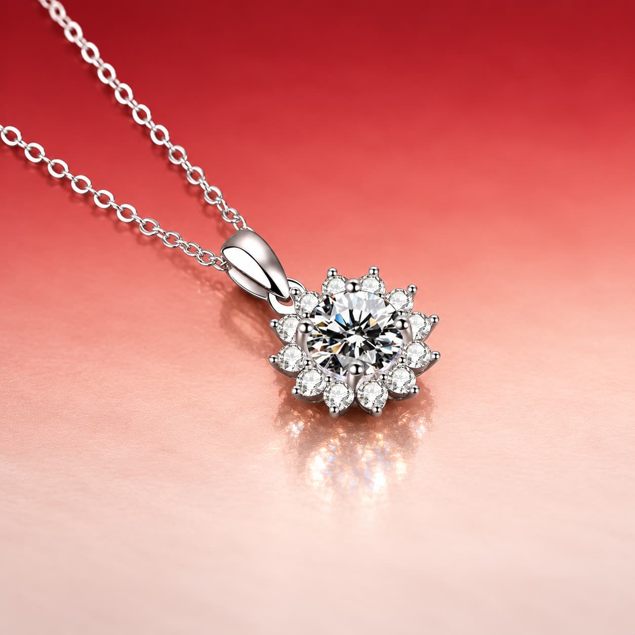 Luna Series · Floral Cluster Pendant Necklace — Sterling Silver — image 4