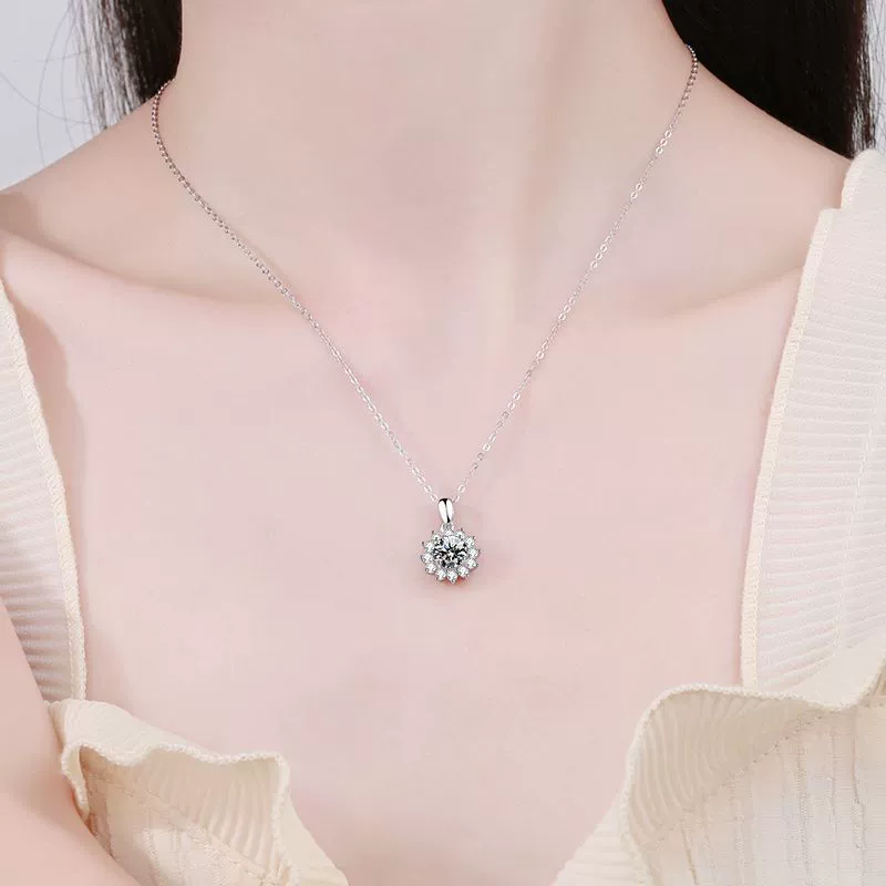 Luna Series · Floral Cluster Pendant Necklace — Sterling Silver — image 2