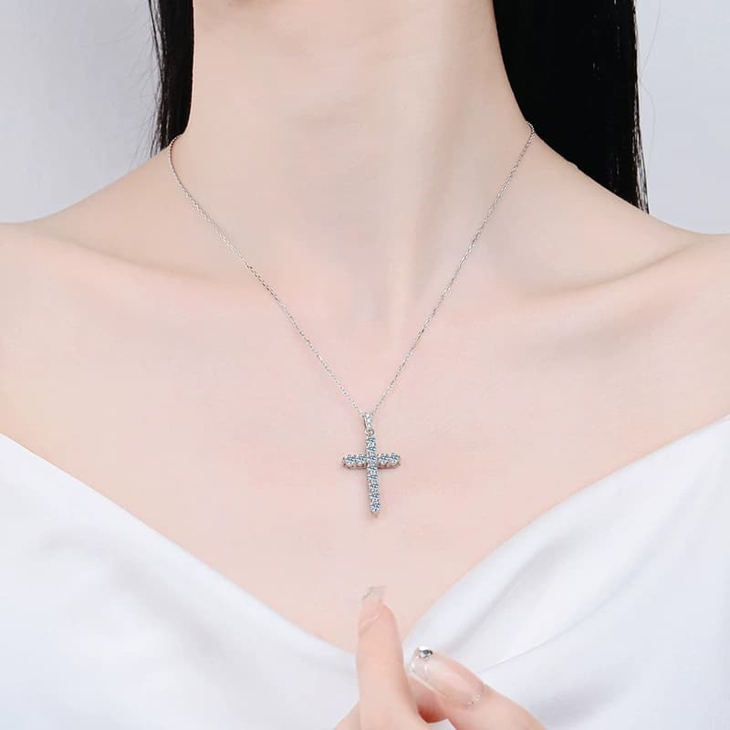 Stella Series · Pavé Cross Necklace — Sterling Silver — image 2