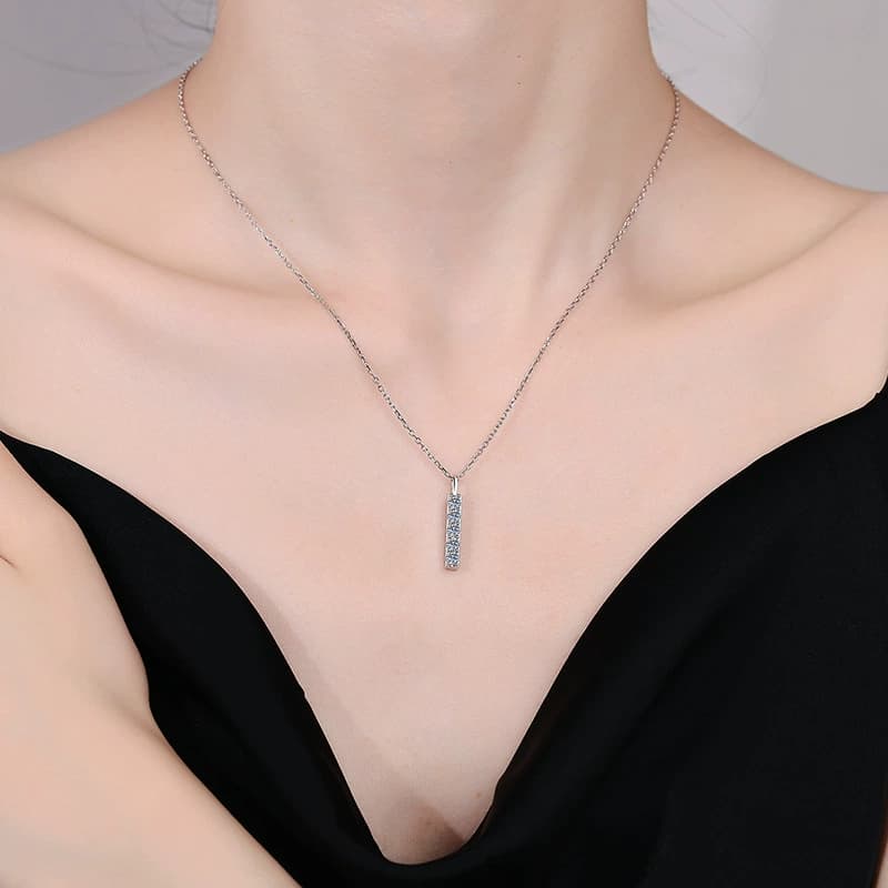 Luna Series · Pavé Bar Necklace — Sterling Silver — image 2
