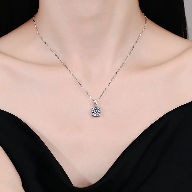 Luna Series · Square Solitaire Necklace — Sterling Silver — image 2