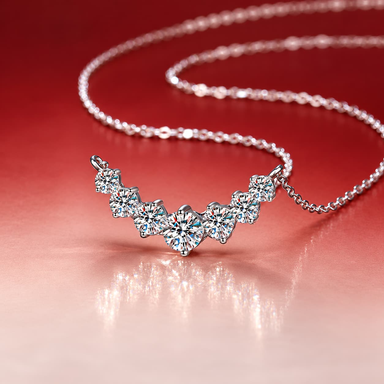 Luna Series · Seven-Stone Smile Necklace — Sterling Silver — image 2
