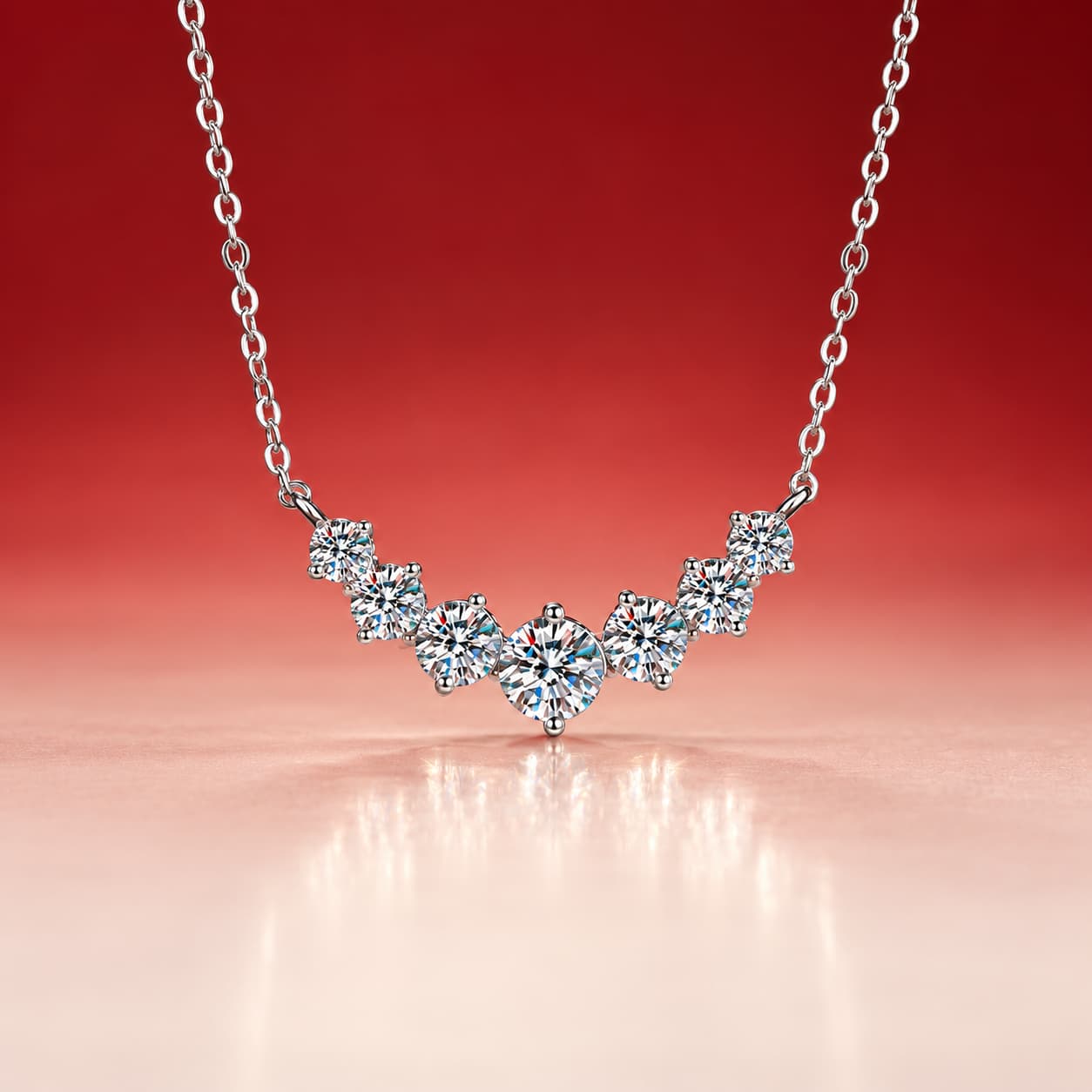 Luna Series · Seven-Stone Smile Necklace — Sterling Silver — image 1