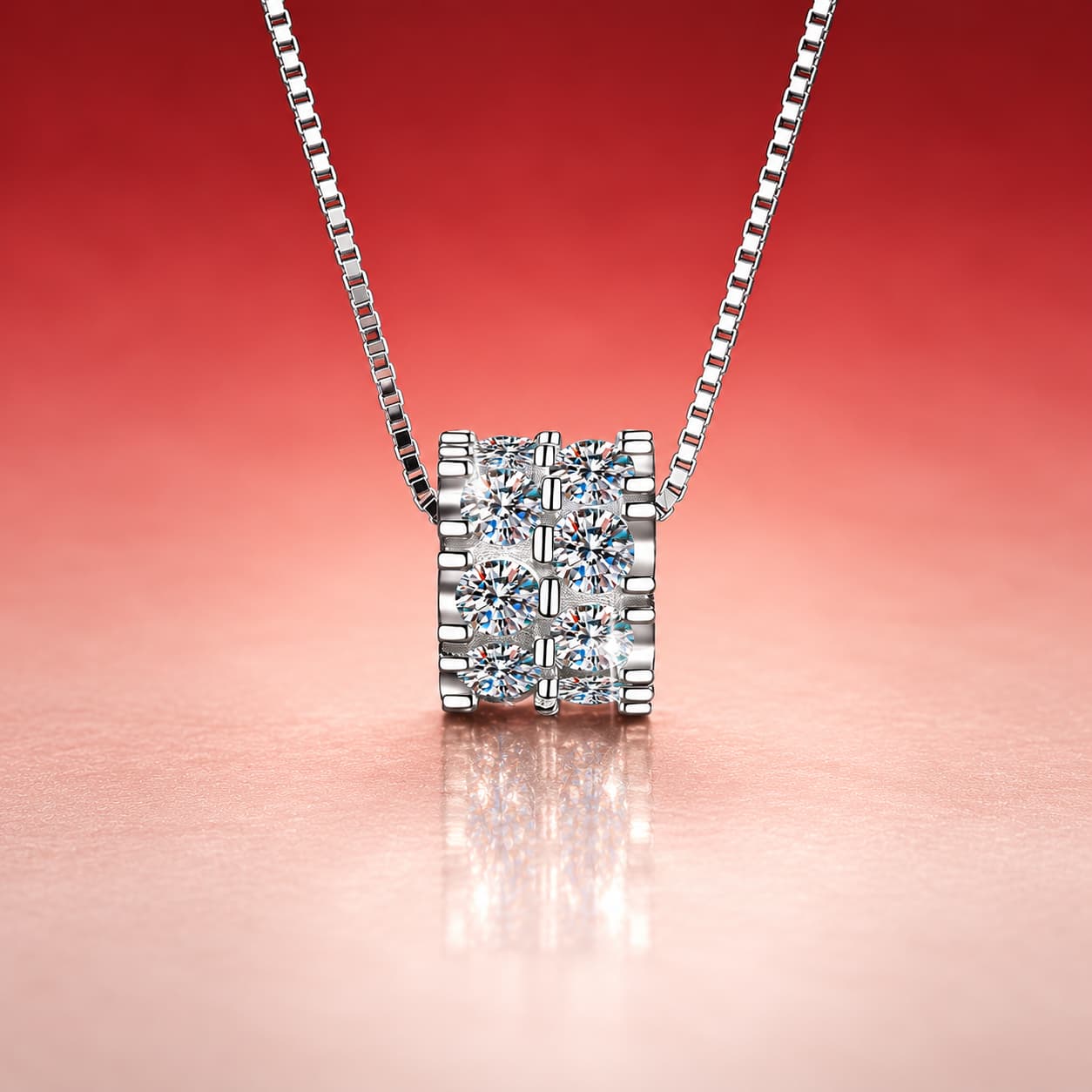 Luna Series · Pavé Rectangle Necklace — Sterling Silver — image 1
