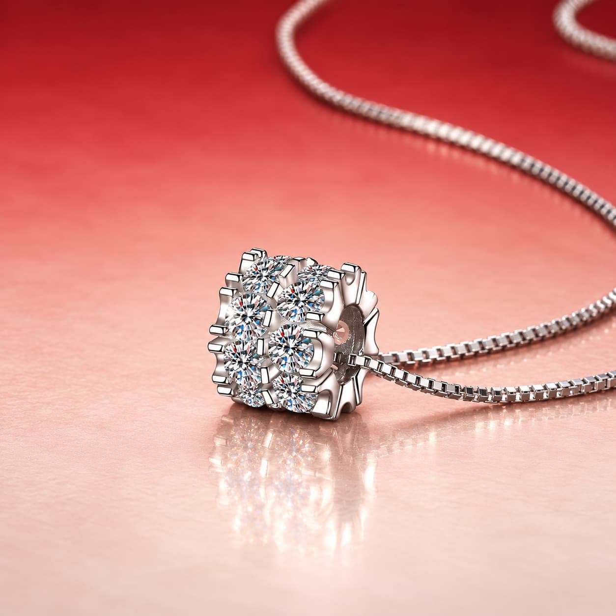 Luna Series · Pavé Rectangle Necklace — Sterling Silver — image 3