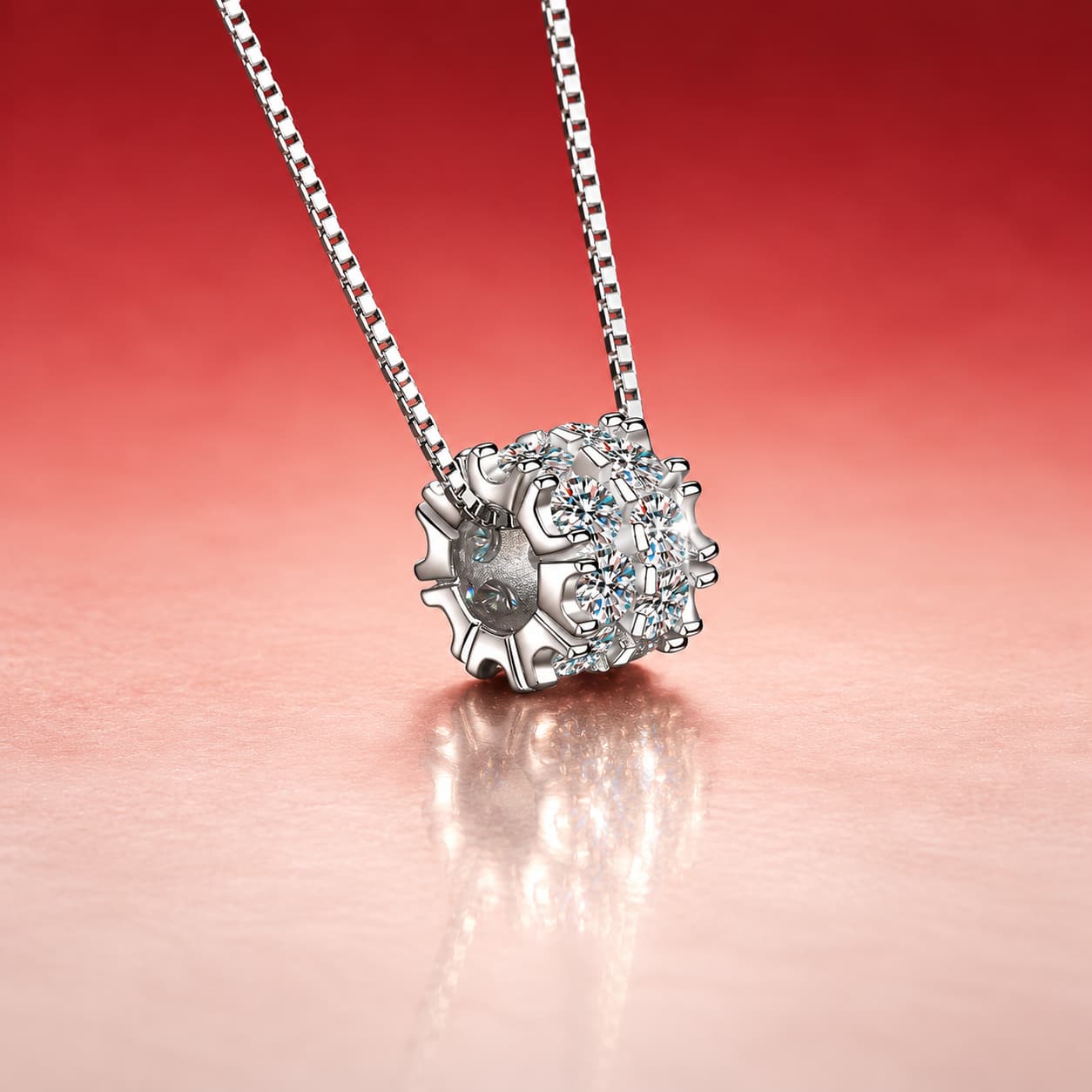 Luna Series · Pavé Rectangle Necklace — Sterling Silver — image 4