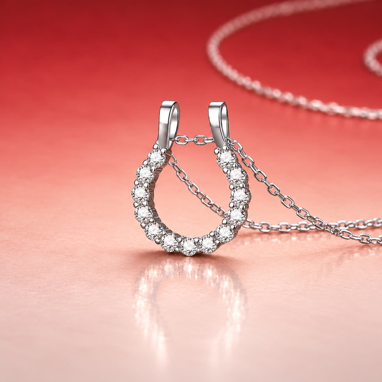 Luna Series · Floating-Stone Horseshoe Necklace — Sterling Silver — image 4