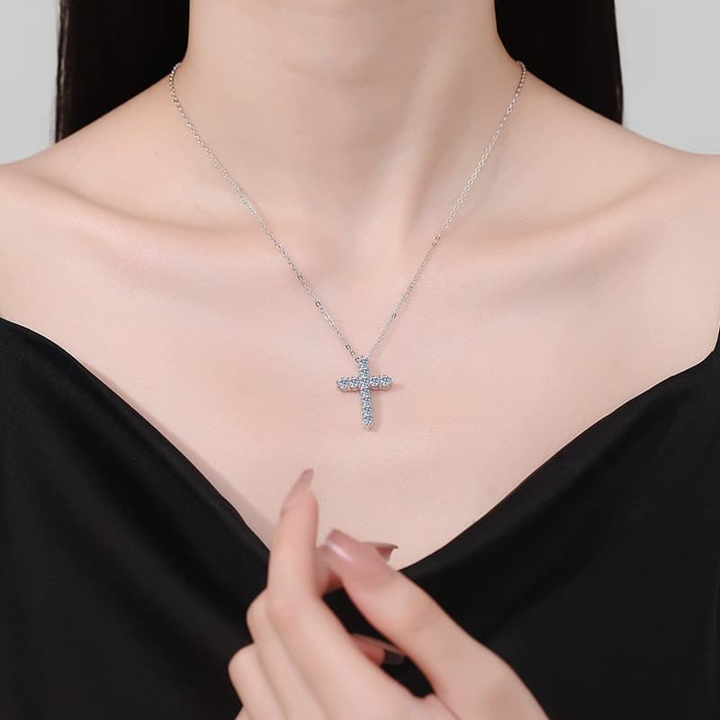 Stella Series · Classic Pavé Cross Necklace — Sterling Silver — image 2