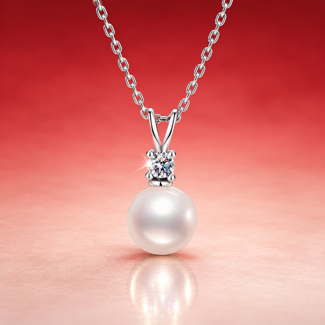Luna Series · Pearl-Style Solitaire Drop Necklace — Sterling Silver — image 1