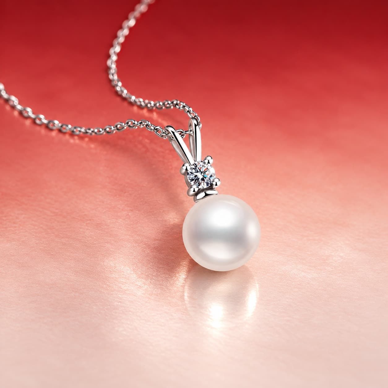 Luna Series · Pearl-Style Solitaire Drop Necklace — Sterling Silver — image 3