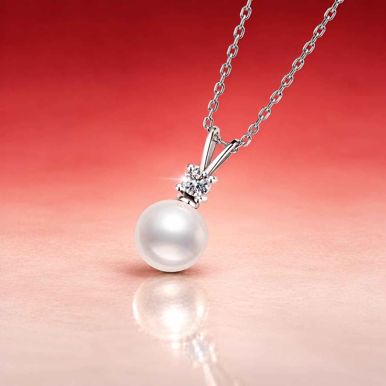 Luna Series · Pearl-Style Solitaire Drop Necklace — Sterling Silver — image 4