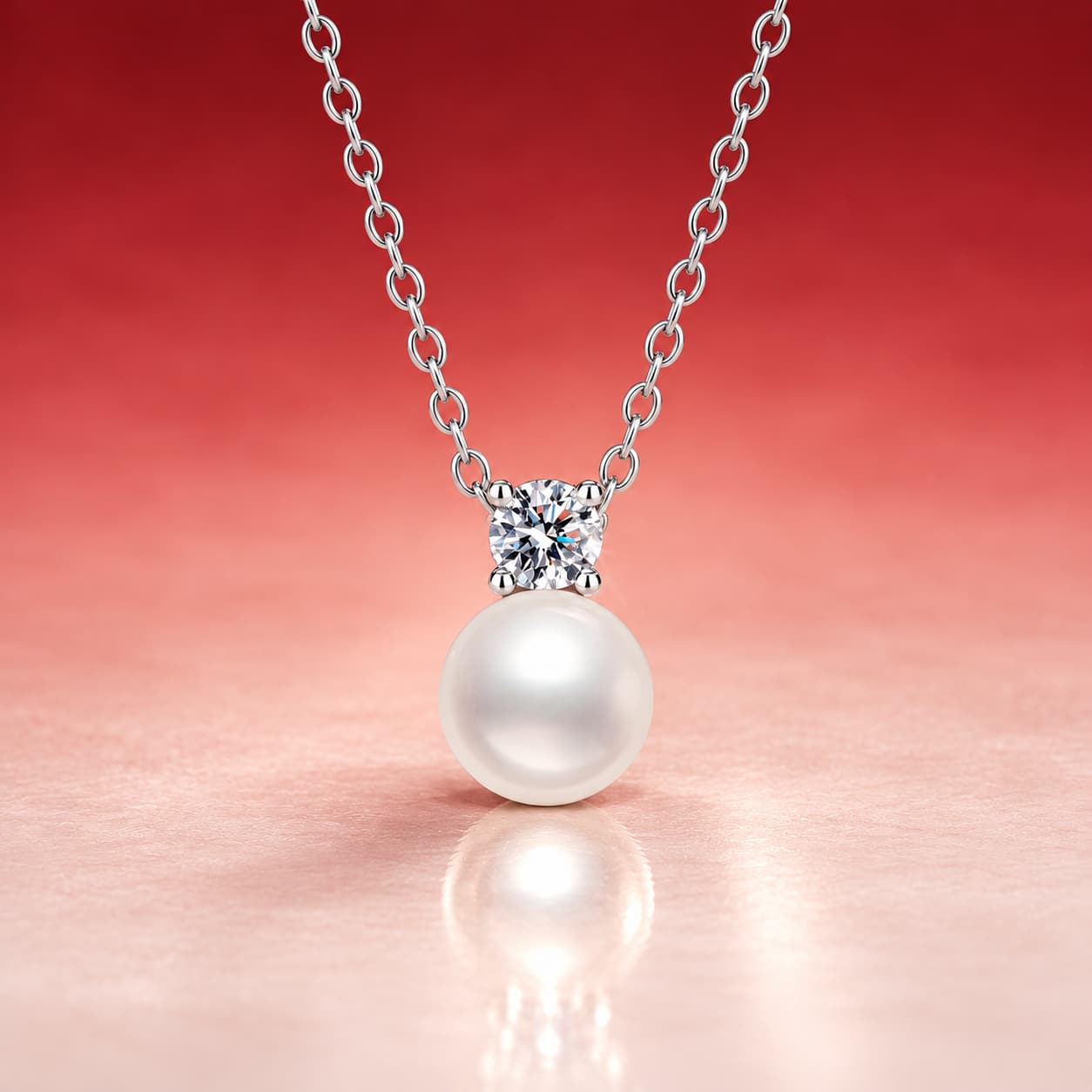 Luna Series · Pearl-Style Halo Drop Necklace — Sterling Silver — image 1
