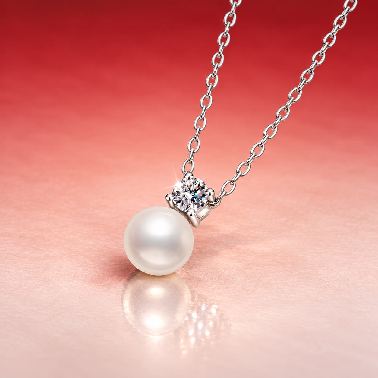 Luna Series · Pearl-Style Halo Drop Necklace — Sterling Silver — image 4