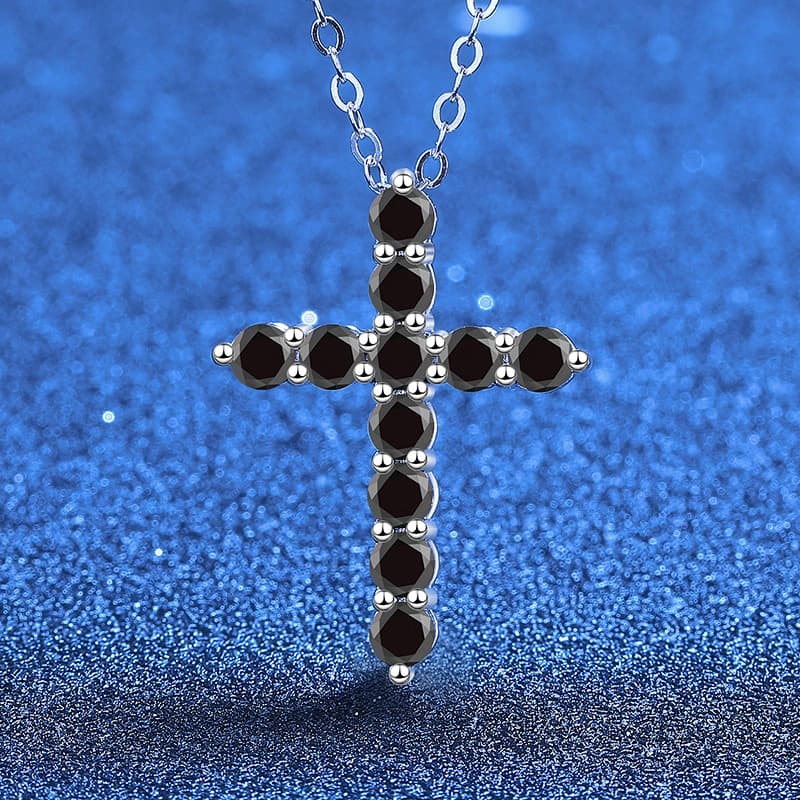 Stella Series · Colourful Moissanite Cross Necklace — Sterling Silver — image 2