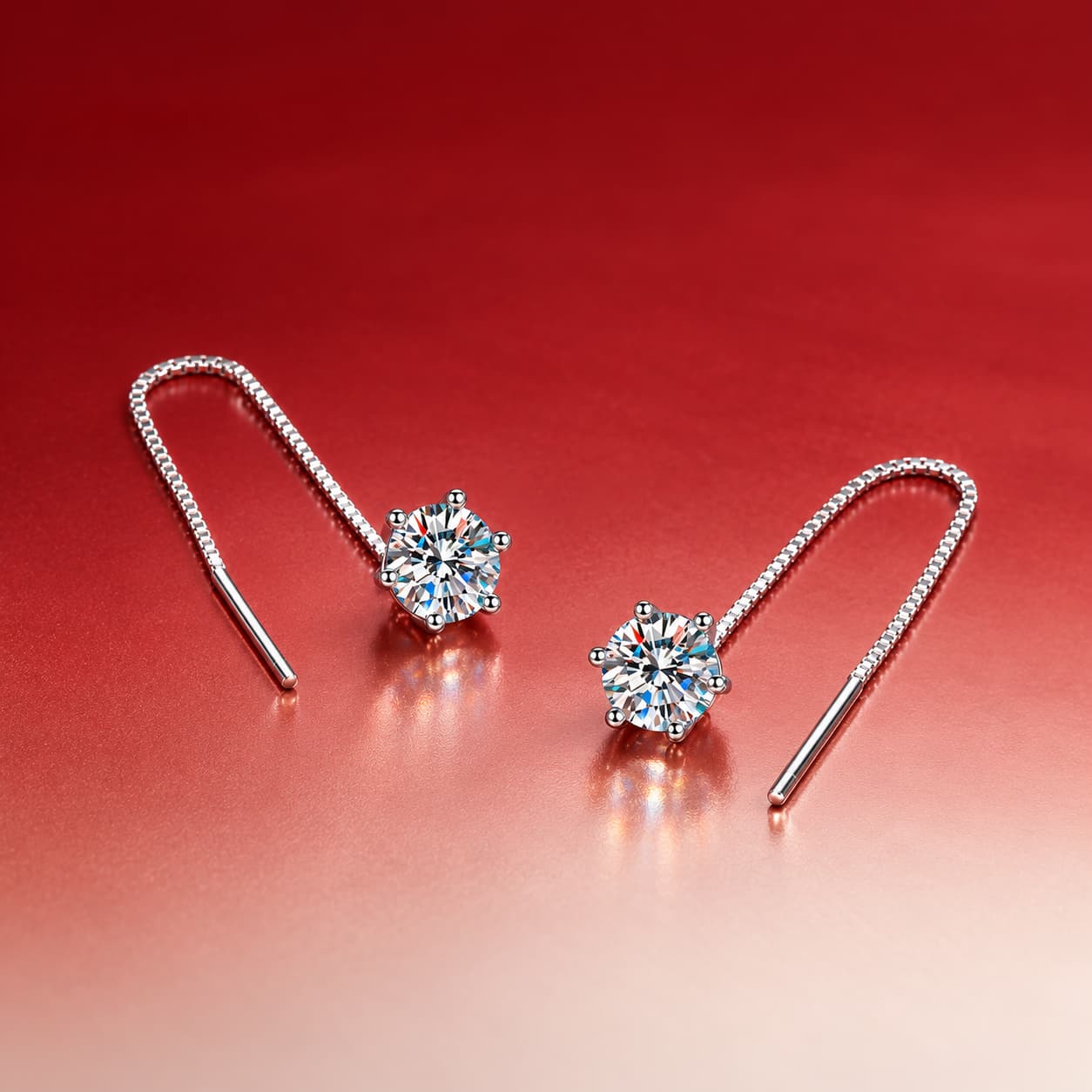 Luna Series · Six-Prong Threader Stud Earrings — Sterling Silver — image 3