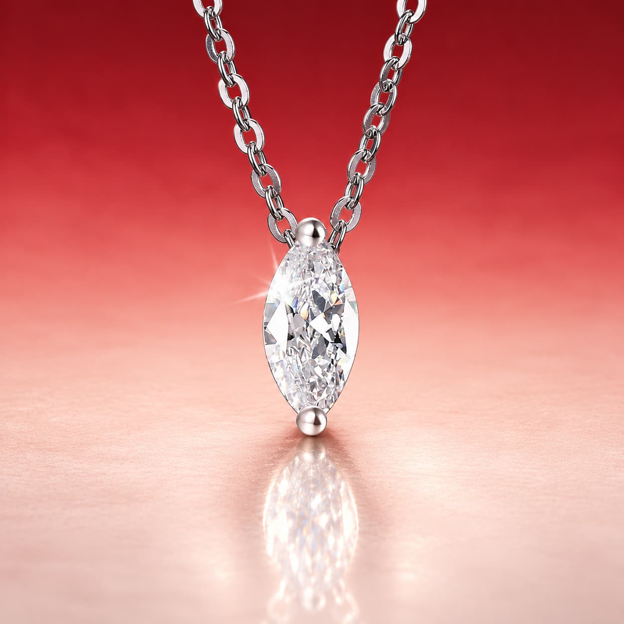 Luna Series · Marquise Solitaire Necklace — Sterling Silver — image 1