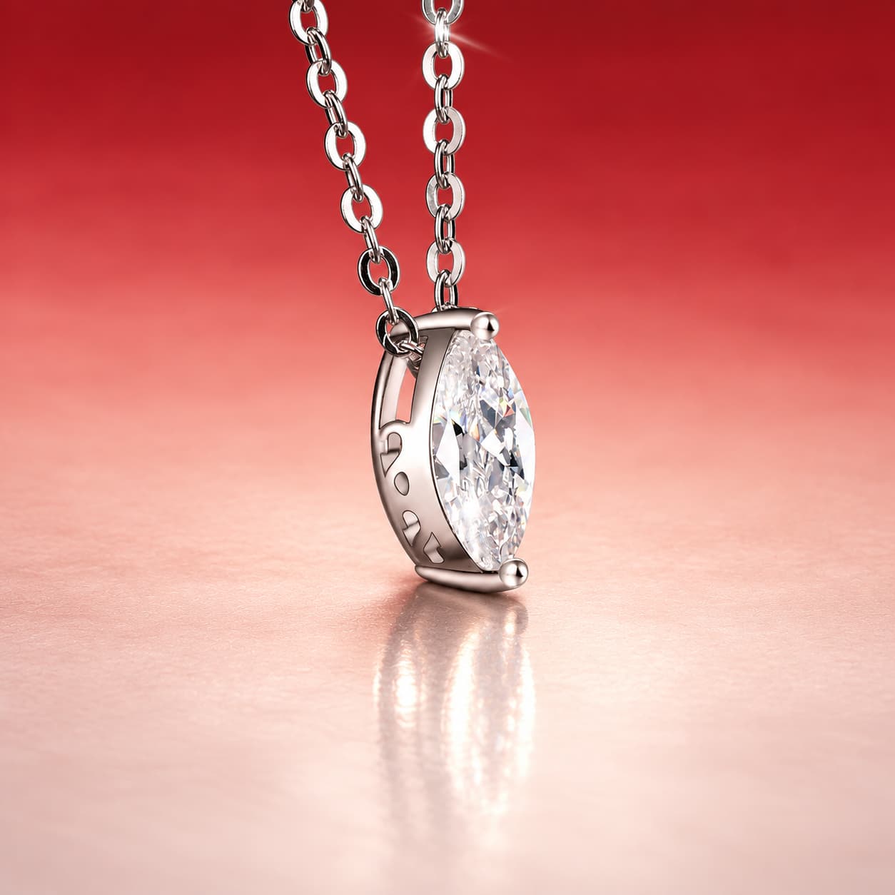 Luna Series · Marquise Solitaire Necklace — Sterling Silver — image 3