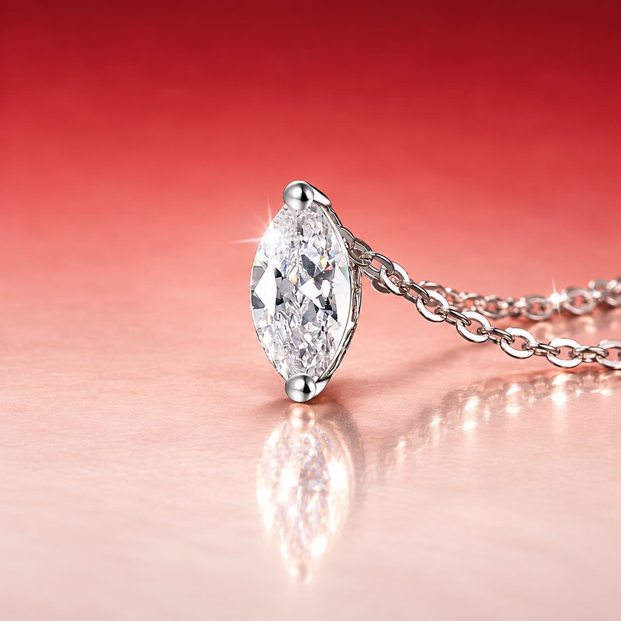 Luna Series · Marquise Solitaire Necklace — Sterling Silver — image 4