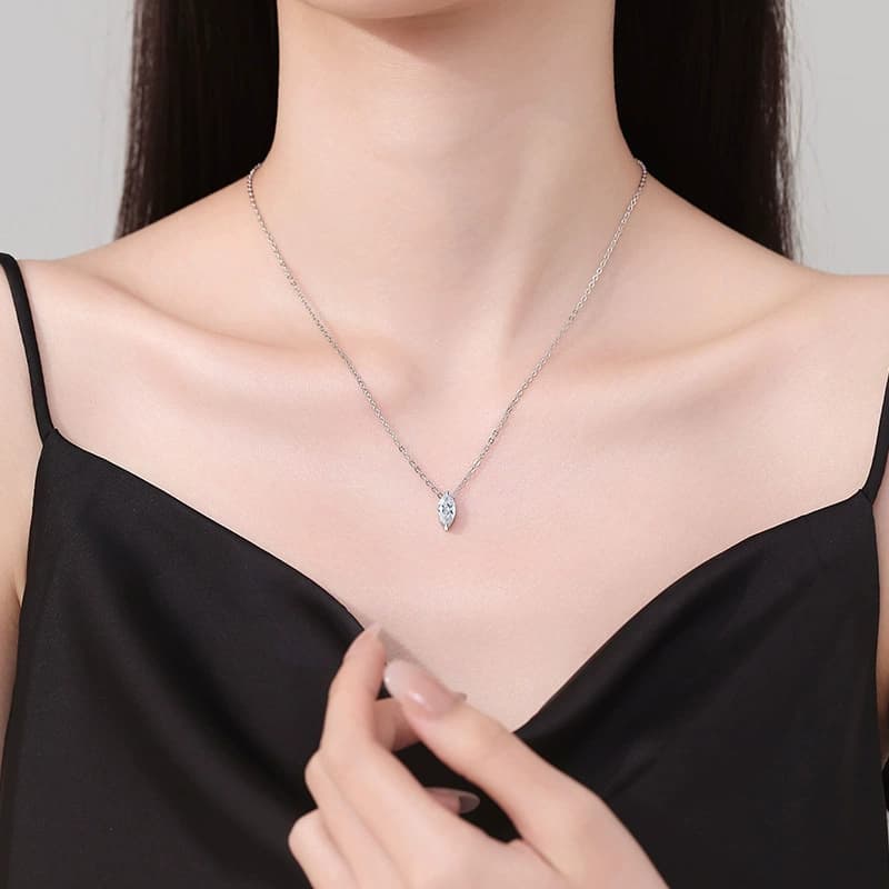 Luna Series · Marquise Solitaire Necklace — Sterling Silver — image 2