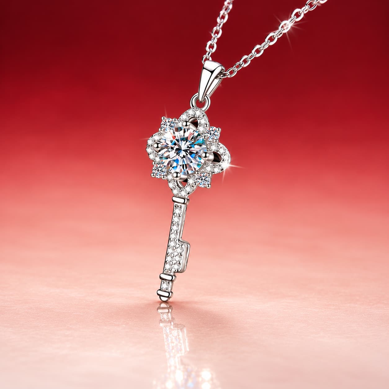 Luna Series · Flower-Key Pendant Necklace — Sterling Silver — image 1