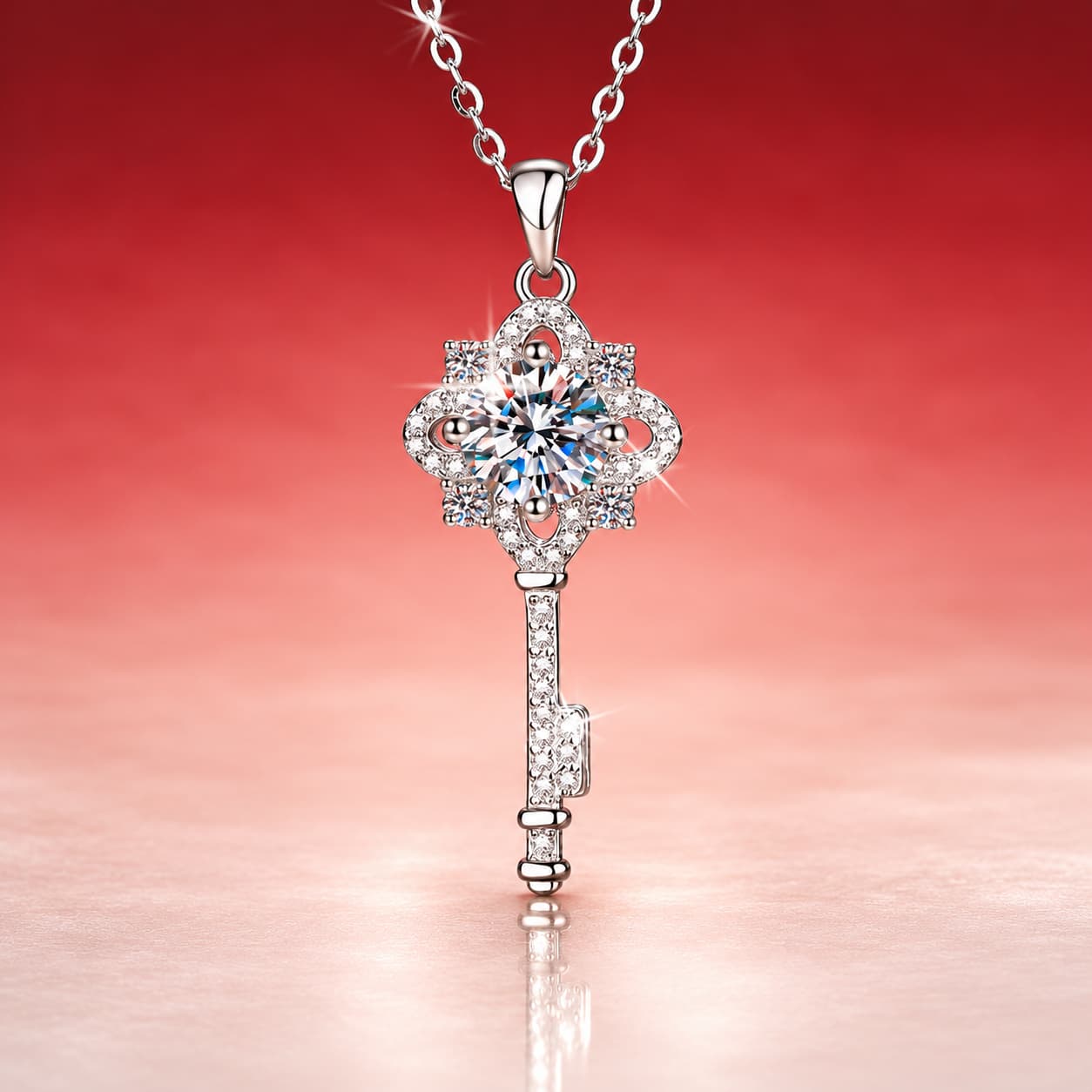 Luna Series · Flower-Key Pendant Necklace — Sterling Silver — image 3