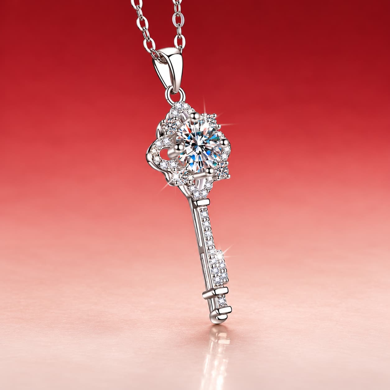 Luna Series · Flower-Key Pendant Necklace — Sterling Silver — image 4