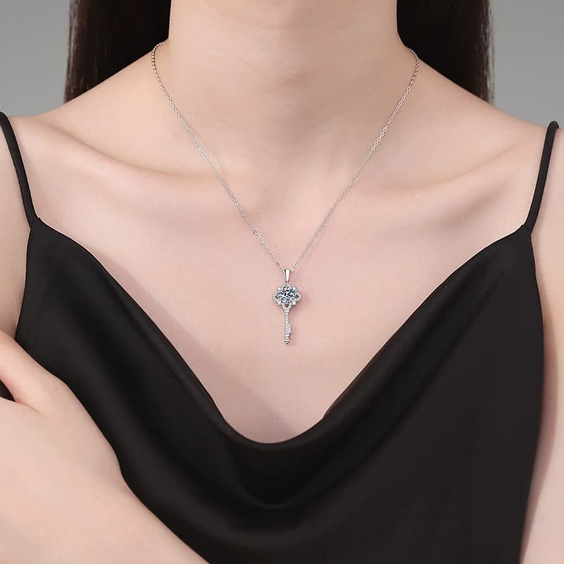 Luna Series · Flower-Key Pendant Necklace — Sterling Silver — image 2
