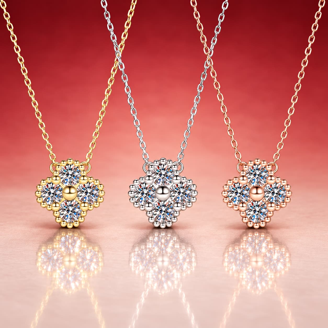 Luna Series · Four-Leaf Flower Necklace — Sterling Silver — image 1