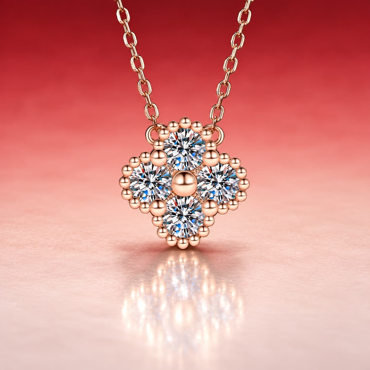 Luna Series · Four-Leaf Flower Necklace — Sterling Silver — image 2