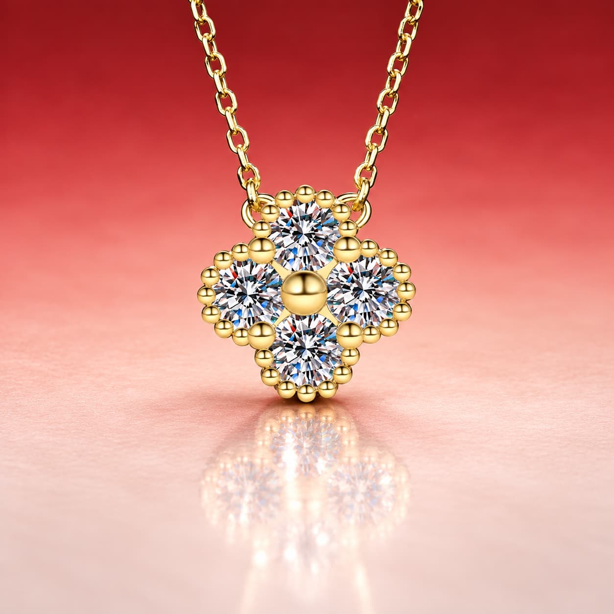 Luna Series · Four-Leaf Flower Necklace — Sterling Silver — image 3
