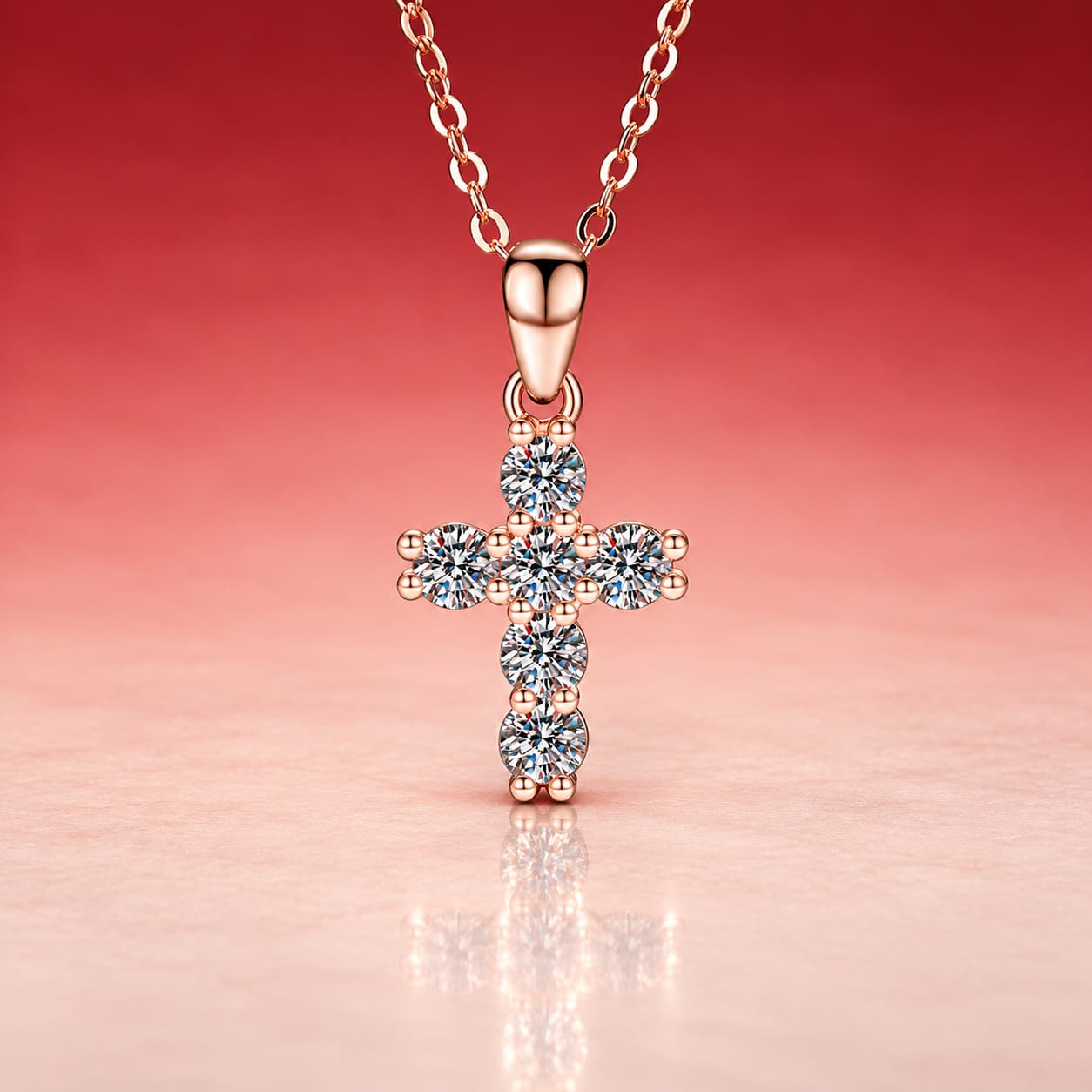 Stella Series · Mixed-Tone Pavé Cross Necklace — Sterling Silver — image 3