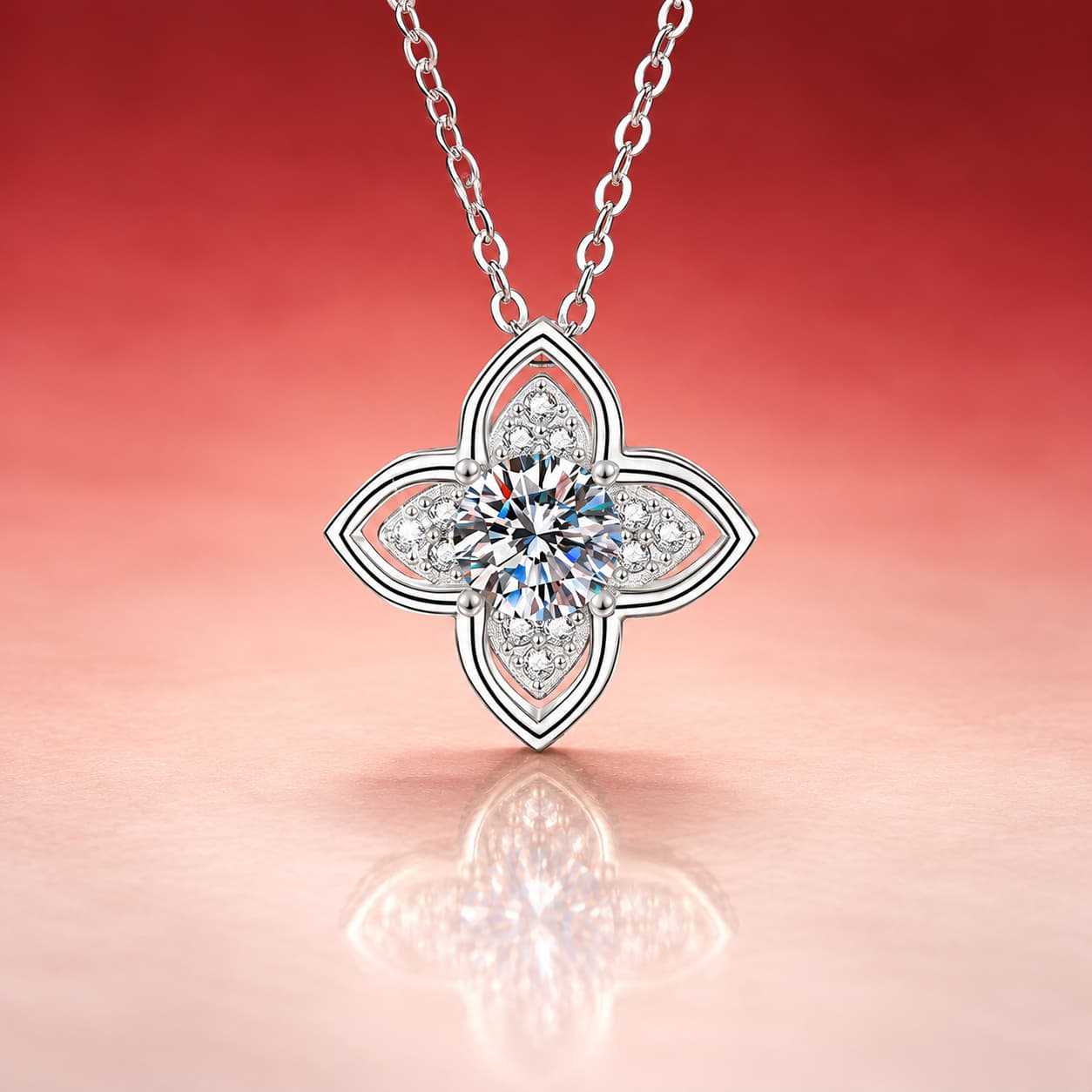 Luna Series · Clover Petal Pendant Necklace — Sterling Silver — image 1