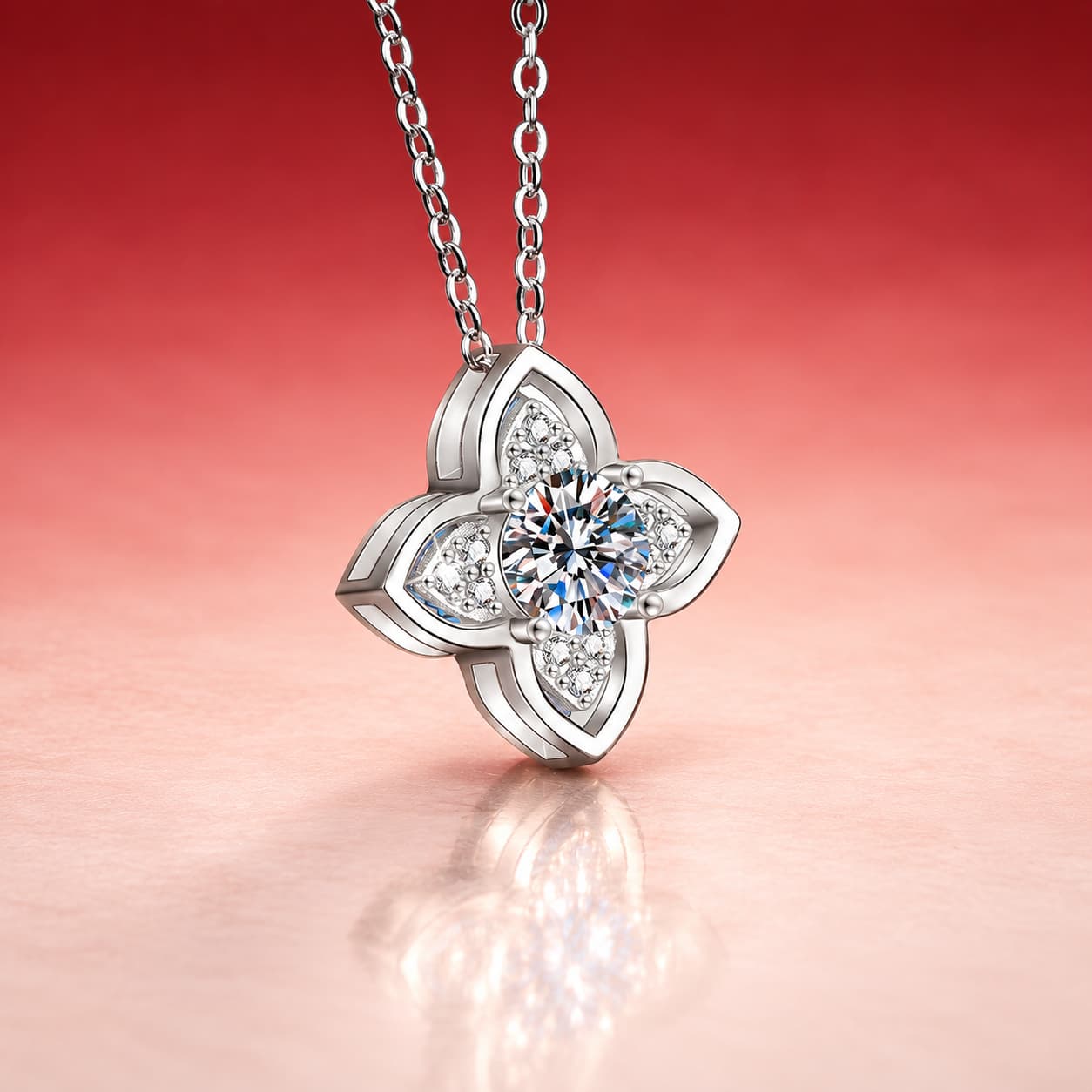Luna Series · Clover Petal Pendant Necklace — Sterling Silver — image 3
