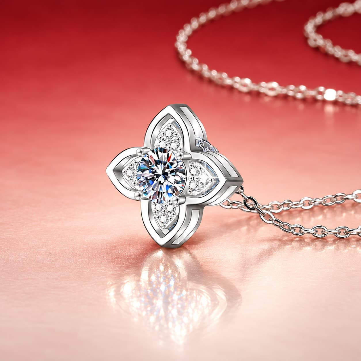 Luna Series · Clover Petal Pendant Necklace — Sterling Silver — image 4