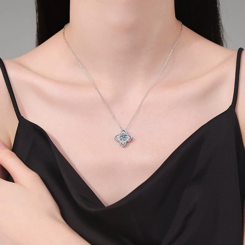 Luna Series · Clover Petal Pendant Necklace — Sterling Silver — image 2