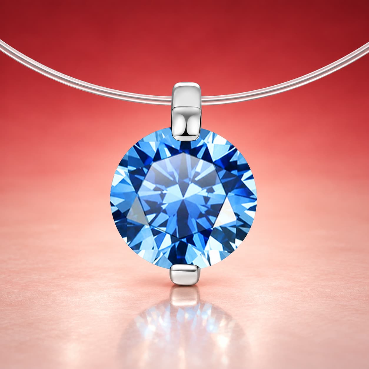 Luna Series · Floating Round Moissanite Necklace — Sterling Silver — image 4