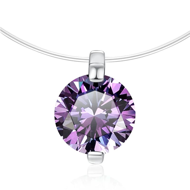 Luna Series · Floating Round Moissanite Necklace — Sterling Silver — image 2