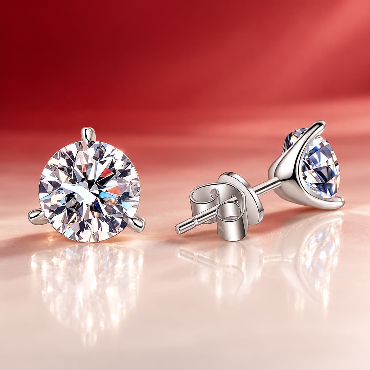 Luna Series · Three-Prong Solitaire Stud Earrings — Sterling Silver — image 3
