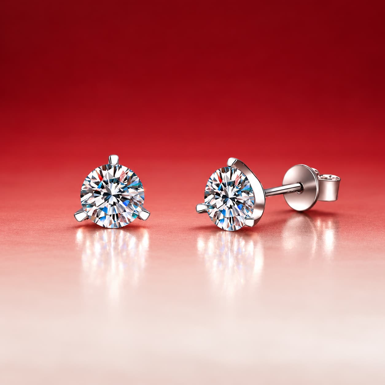 Luna Series · Three-Prong Solitaire Stud Earrings — Sterling Silver — image 1