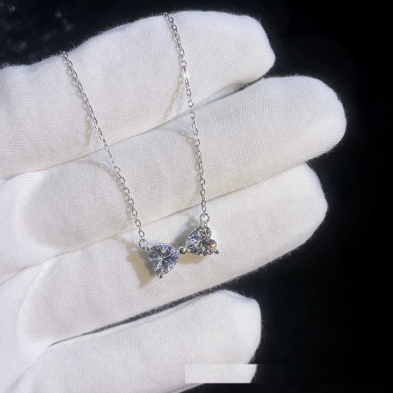 Luna Series · Bow-Tie Double-Heart Necklace — Sterling Silver — image 2