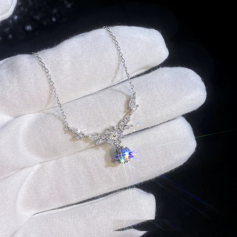 Luna Series · Wheat-Leaf Drop Necklace — Sterling Silver — image 4