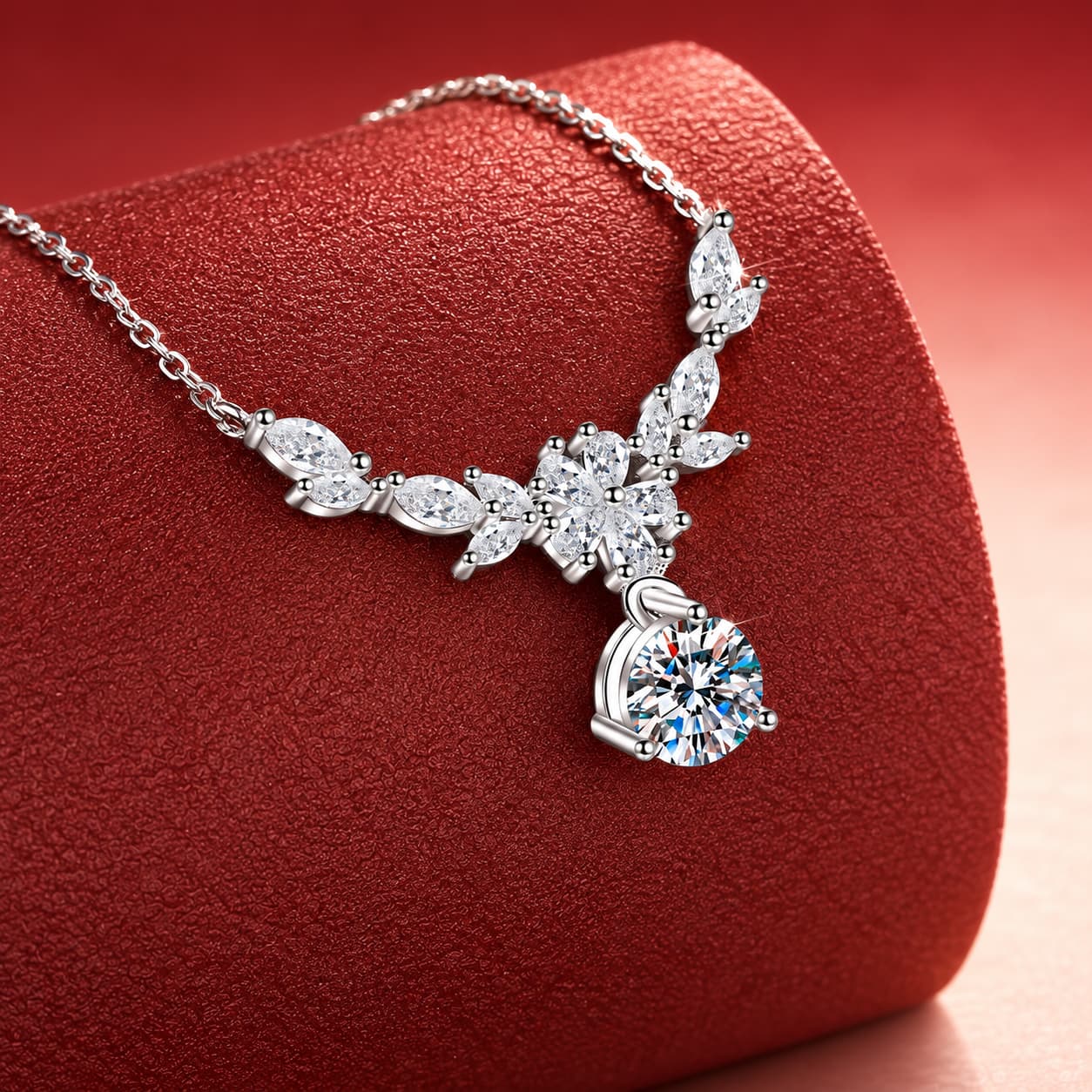 Luna Series · Wheat-Leaf Drop Necklace — Sterling Silver — image 3