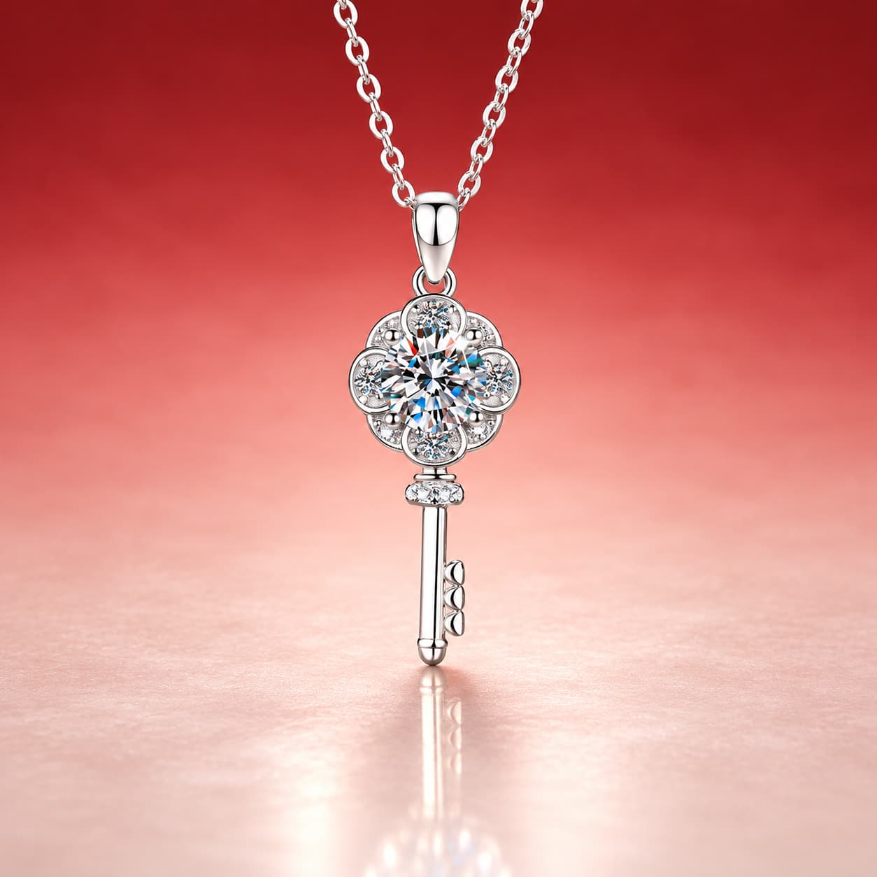 Luna Series · Clover Key Pendant Necklace — Sterling Silver — image 1