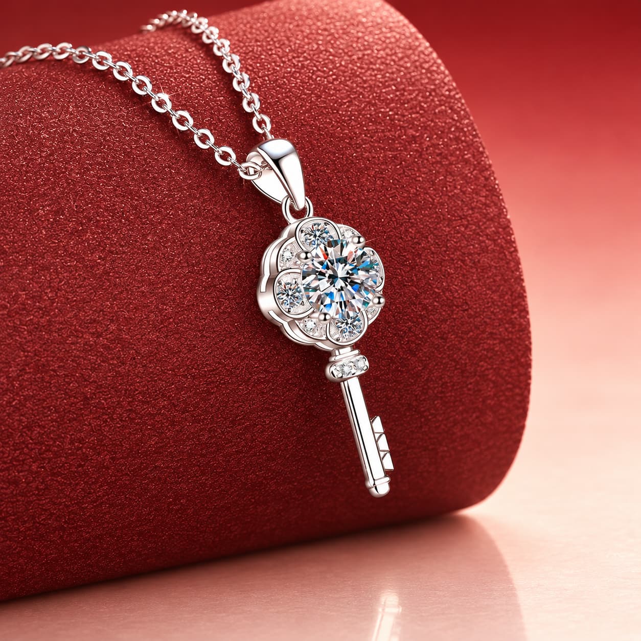 Luna Series · Clover Key Pendant Necklace — Sterling Silver — image 3