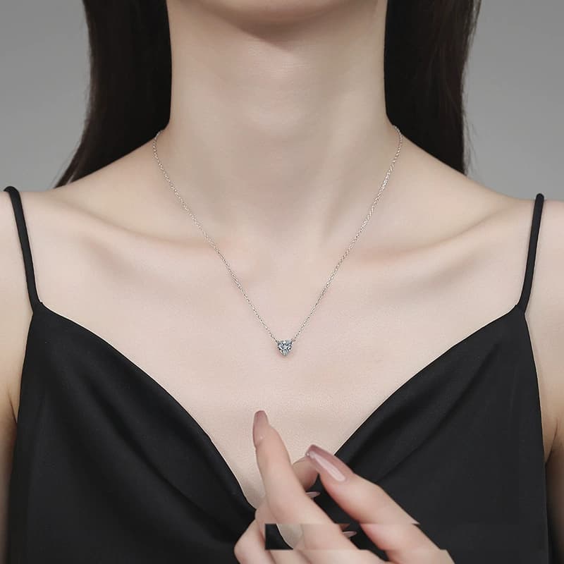 Luna Series · Heart-Cut Solitaire Necklace — Sterling Silver — image 2